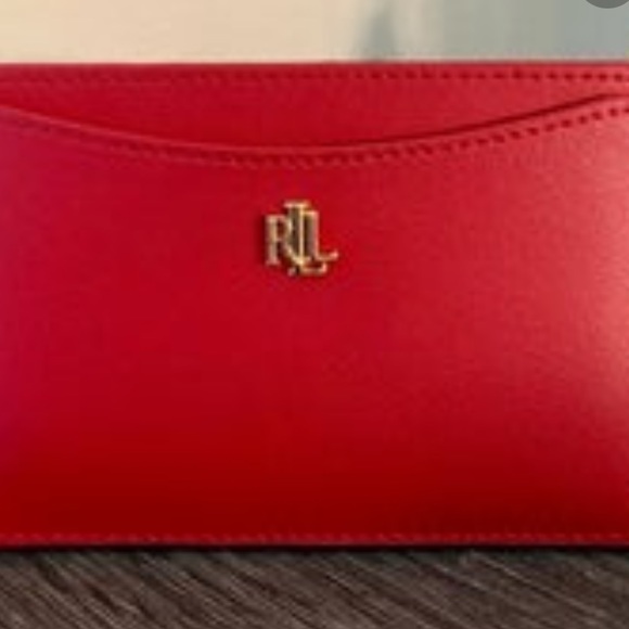 Ralph Lauren Card Case Genuine Leather in Fall Red NWT Unisex - Picture 2 of 7